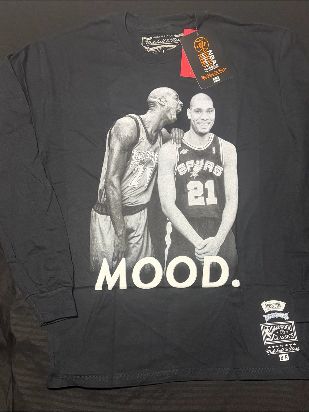 Mitchell & Ness x BR NBA Remix Tim Duncan Kevin Garnett Mood Shirt L NWT
